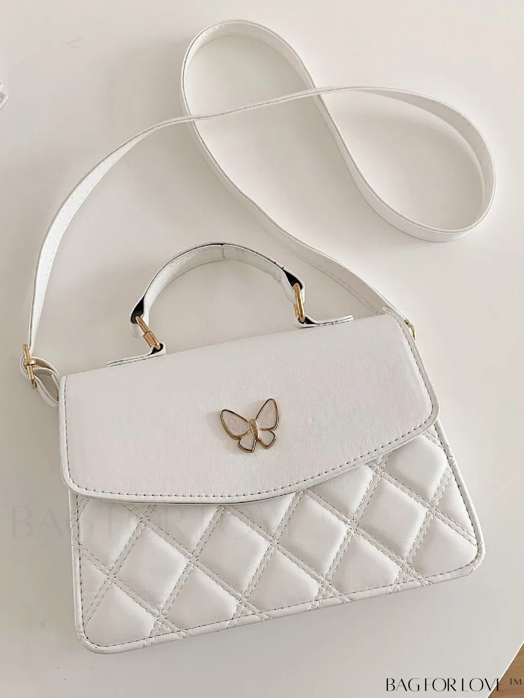 BagForLove - Quilted Butterfly Decor Square Bag - Stylish and Chic Design!