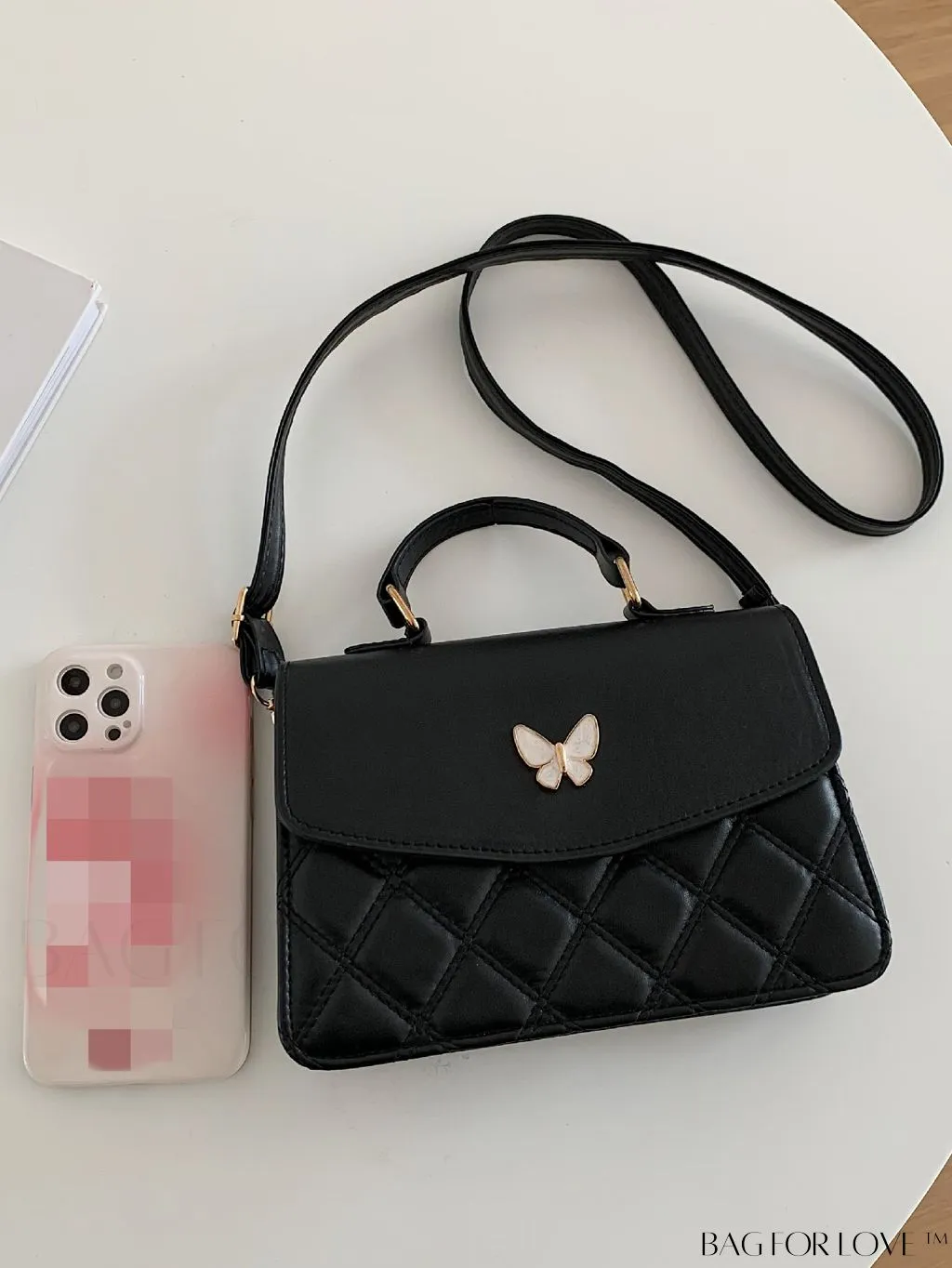 BagForLove - Quilted Butterfly Decor Square Bag - Stylish and Chic Design!