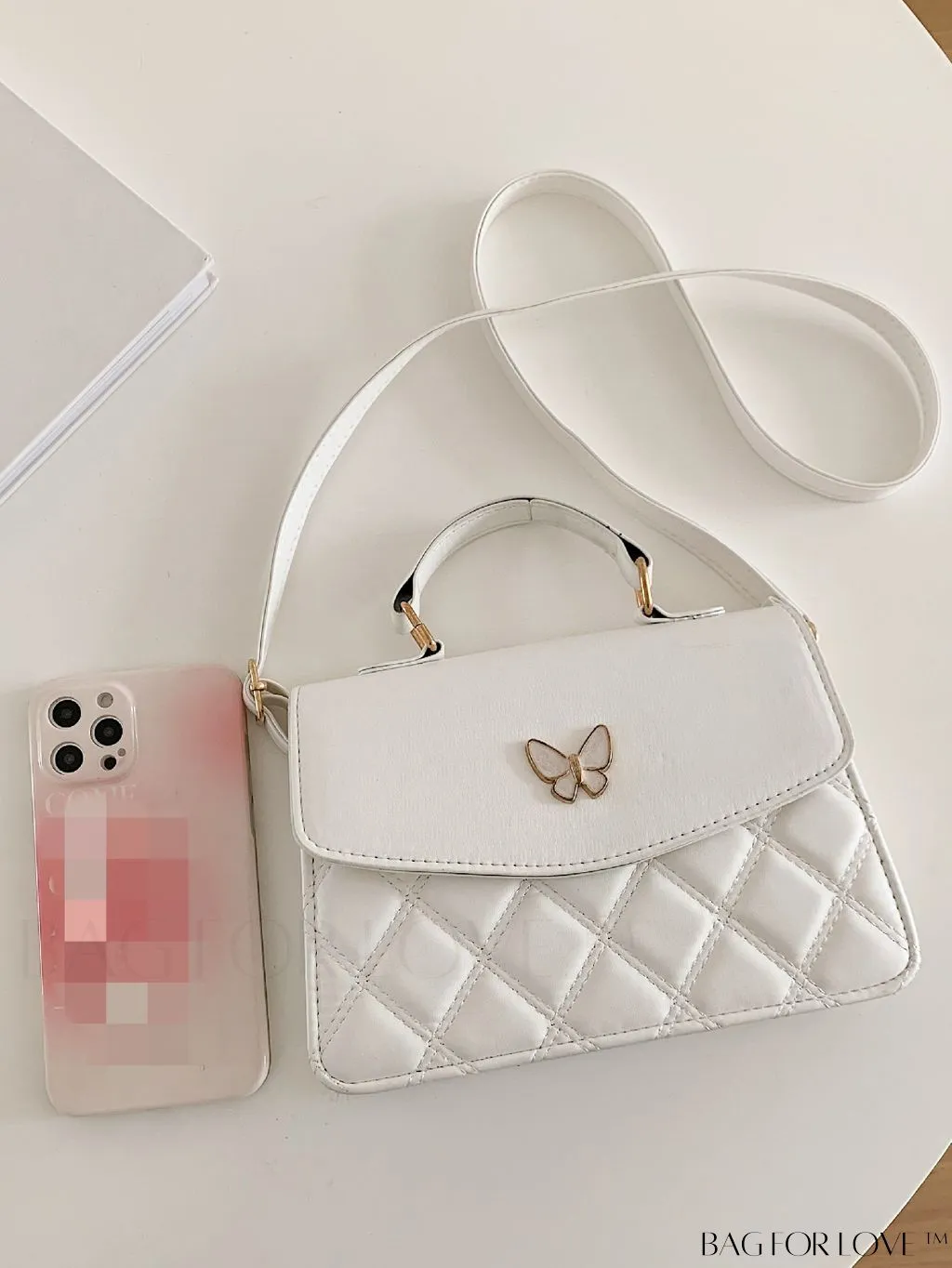 BagForLove - Quilted Butterfly Decor Square Bag - Stylish and Chic Design!