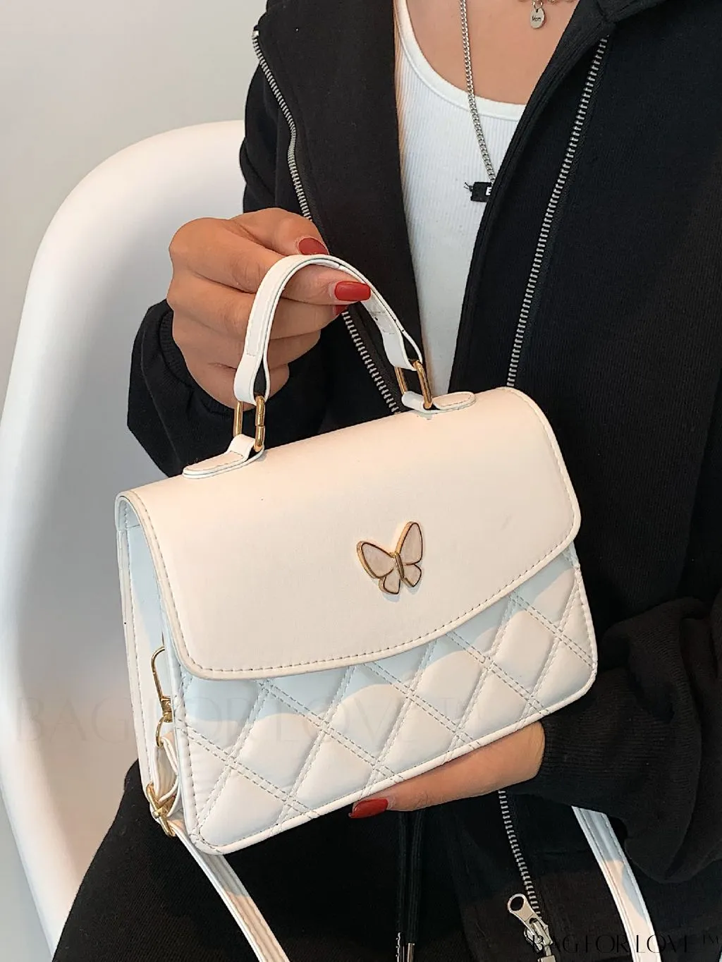 BagForLove - Quilted Butterfly Decor Square Bag - Stylish and Chic Design!