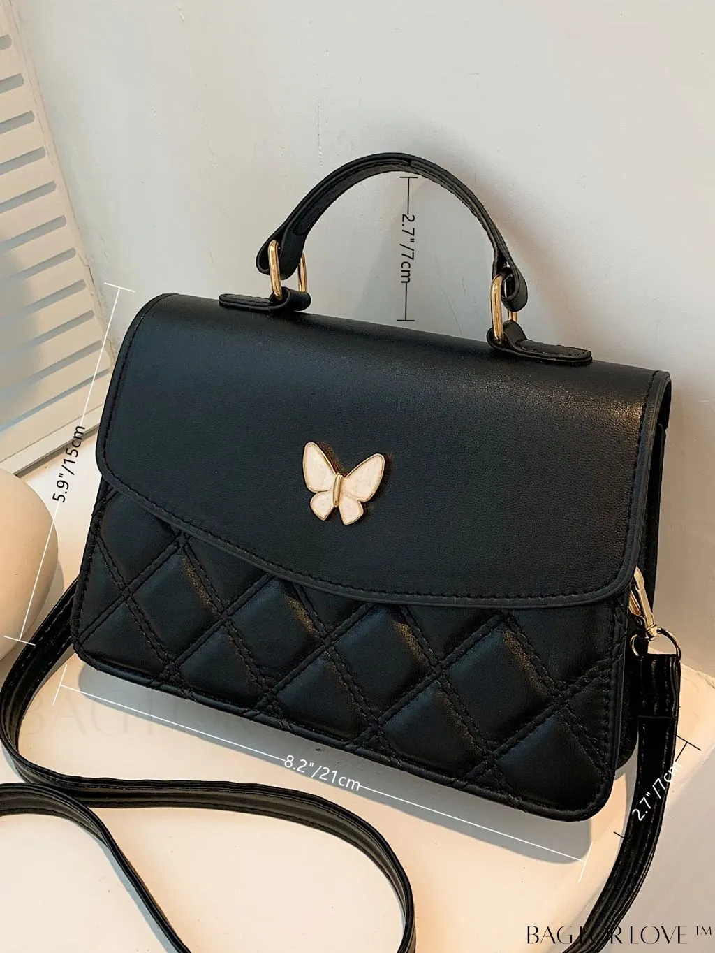 BagForLove - Quilted Butterfly Decor Square Bag - Stylish and Chic Design!