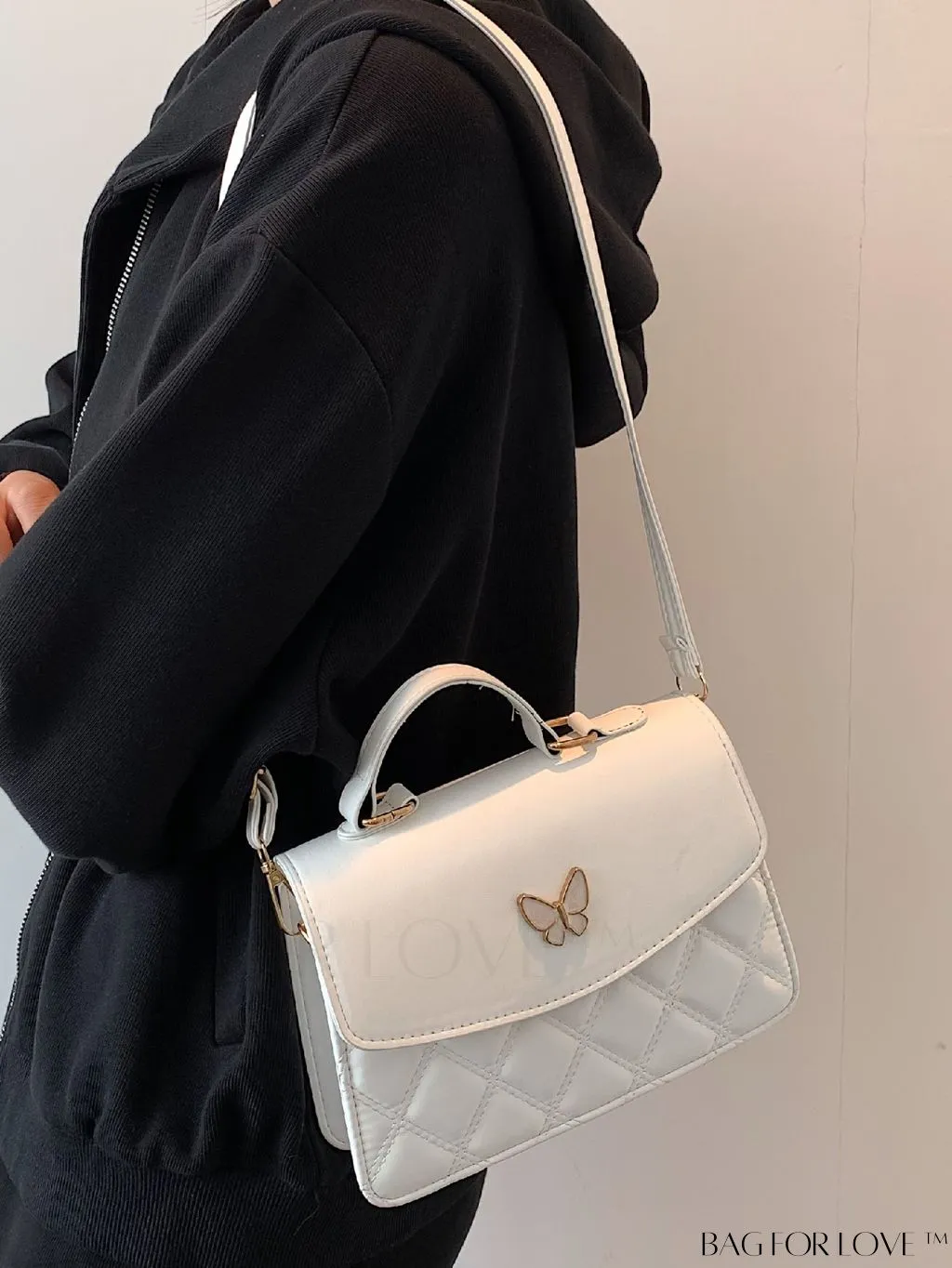 BagForLove - Quilted Butterfly Decor Square Bag - Stylish and Chic Design!