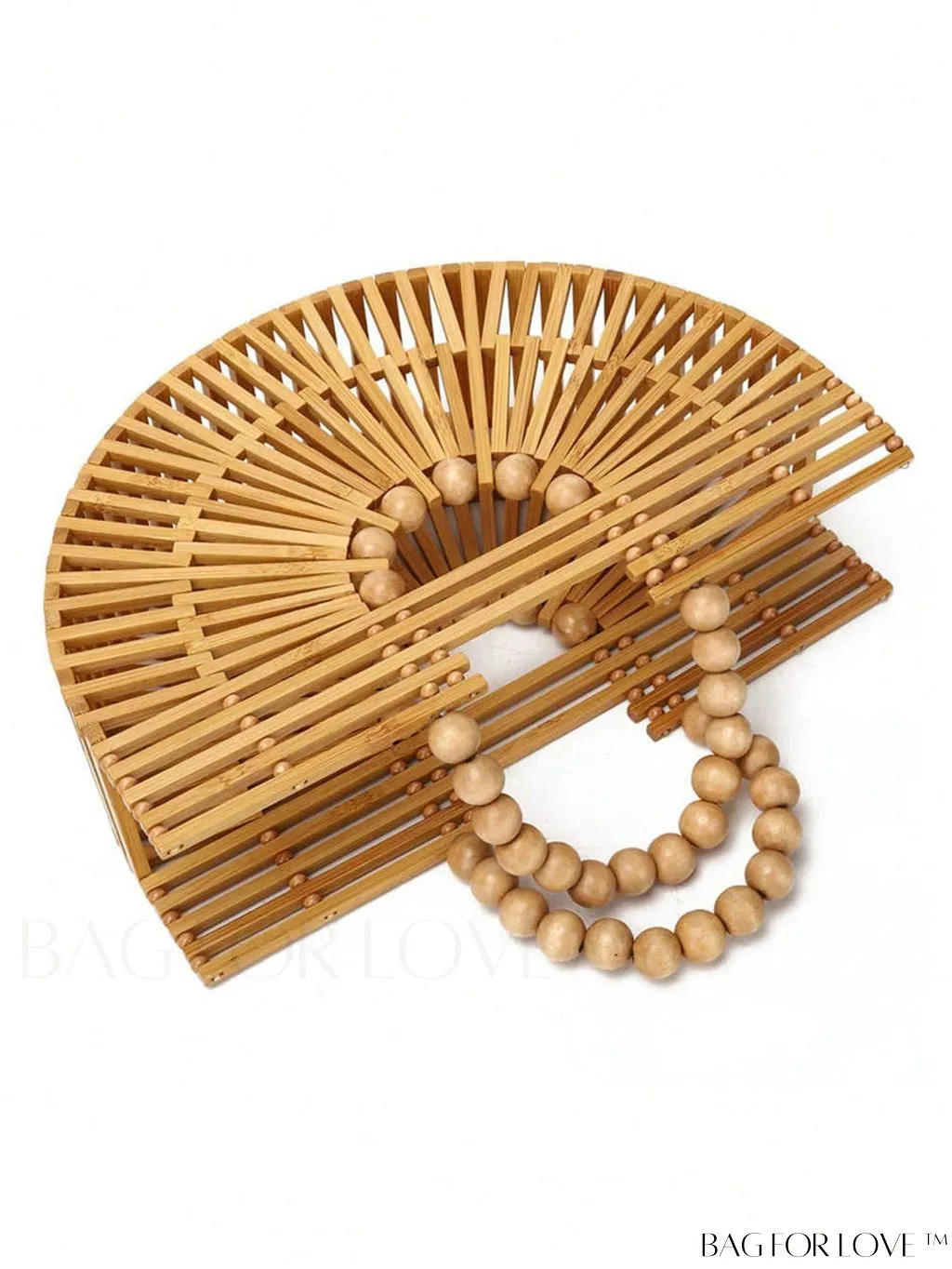 BagForLove - Vintage Bamboo Beach Bag with Wooden Bead Handle: Chic Summer Handbag