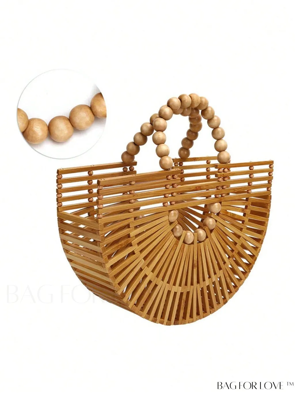 BagForLove - Vintage Bamboo Beach Bag with Wooden Bead Handle: Chic Summer Handbag