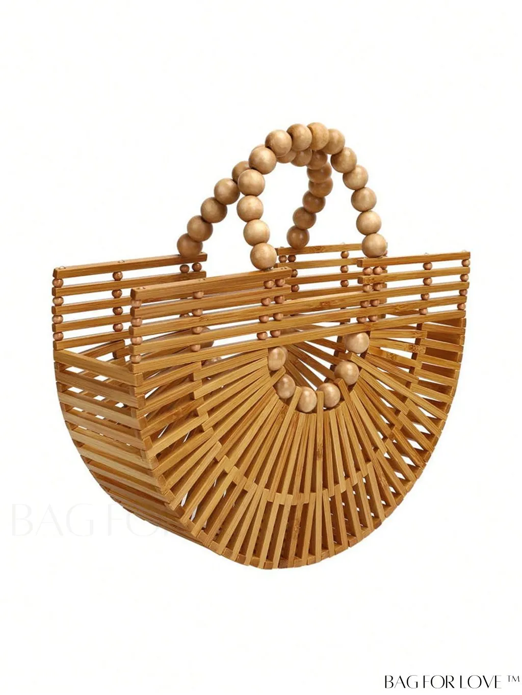 BagForLove - Vintage Bamboo Beach Bag with Wooden Bead Handle: Chic Summer Handbag