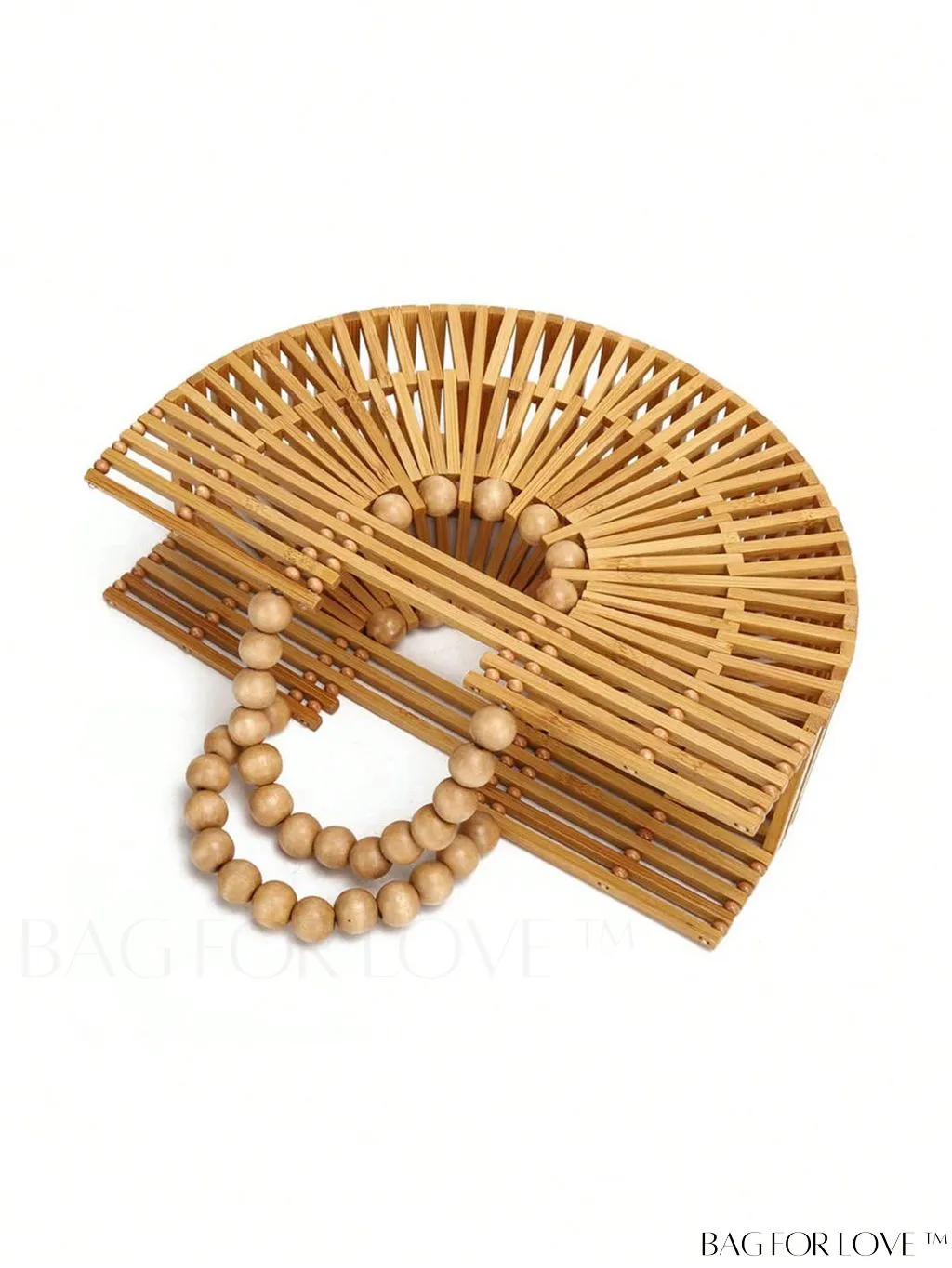 BagForLove - Vintage Bamboo Beach Bag with Wooden Bead Handle: Chic Summer Handbag