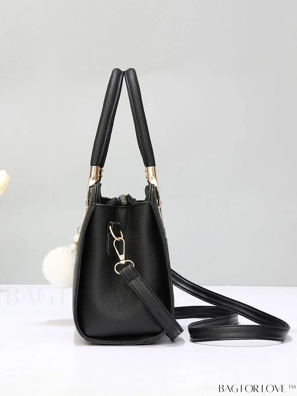 BagForLove - Womens Classic Tote Satchel: Elegant Shoulder Bag with Chic Pom Pom Decor - Ideal Mothers Day Gift