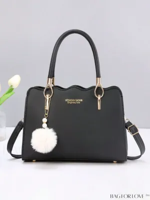 BagForLove - Womens Classic Tote Satchel: Elegant Shoulder Bag with Chic Pom Pom Decor - Ideal Mothers Day Gift