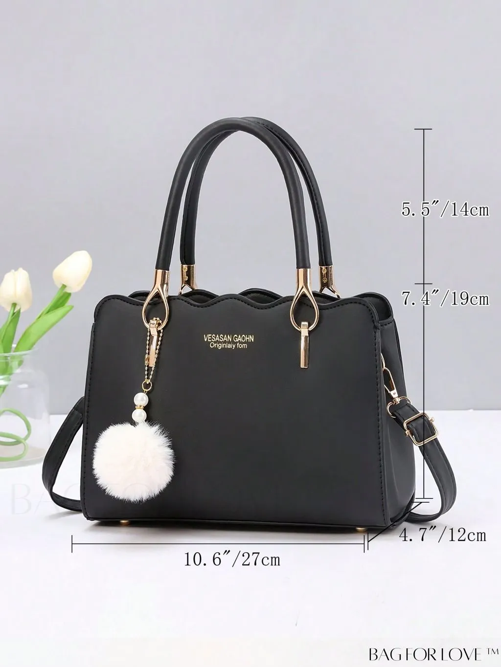 BagForLove - Womens Classic Tote Satchel: Elegant Shoulder Bag with Chic Pom Pom Decor - Ideal Mothers Day Gift