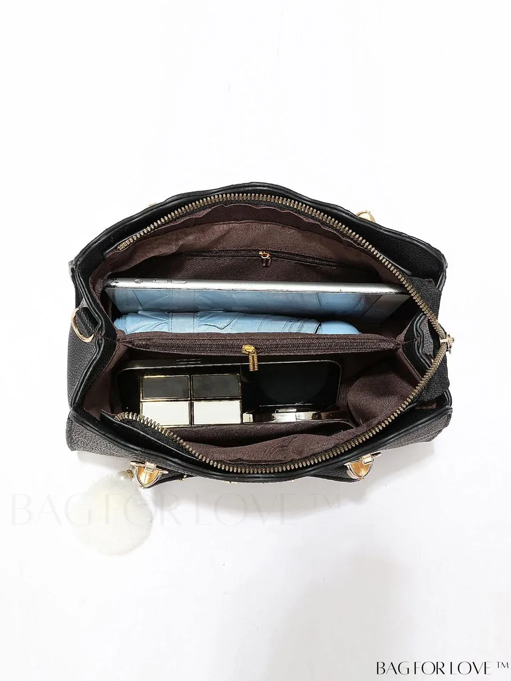 BagForLove - Womens Classic Tote Satchel: Elegant Shoulder Bag with Chic Pom Pom Decor - Ideal Mothers Day Gift