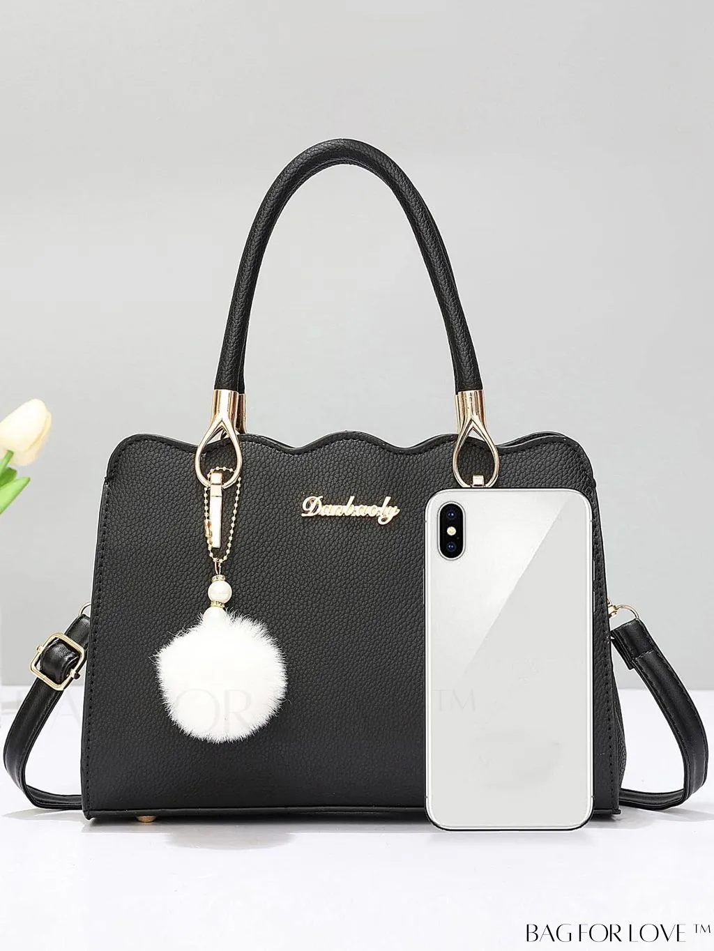 BagForLove - Womens Classic Tote Satchel: Elegant Shoulder Bag with Chic Pom Pom Decor - Ideal Mothers Day Gift
