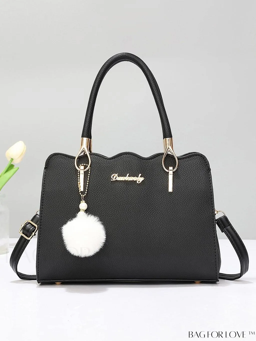 BagForLove - Womens Classic Tote Satchel: Elegant Shoulder Bag with Chic Pom Pom Decor - Ideal Mothers Day Gift