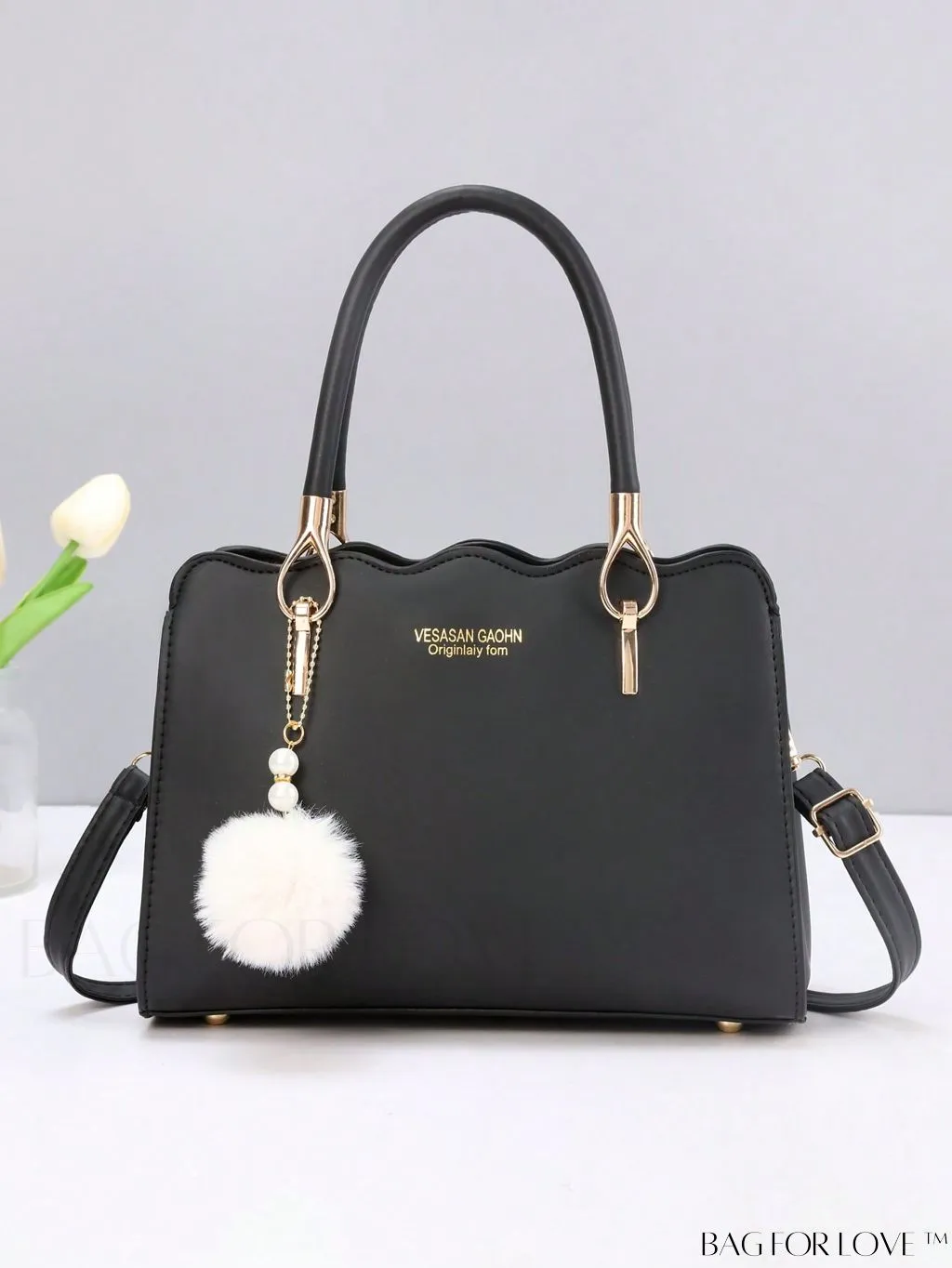 BagForLove - Womens Classic Tote Satchel: Elegant Shoulder Bag with Chic Pom Pom Decor - Ideal Mothers Day Gift