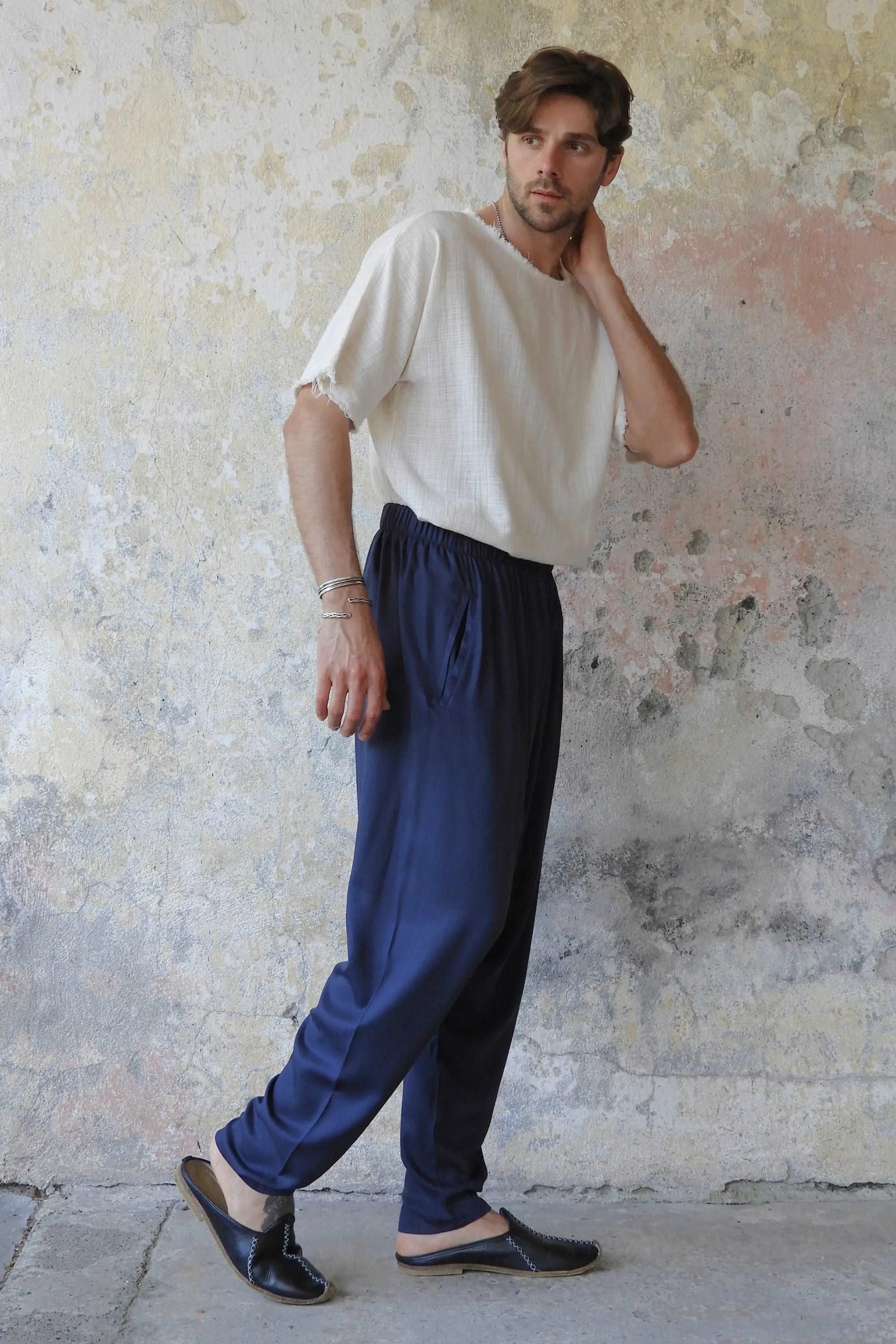 BASIC Men's Harem Pants (Dark Blue)