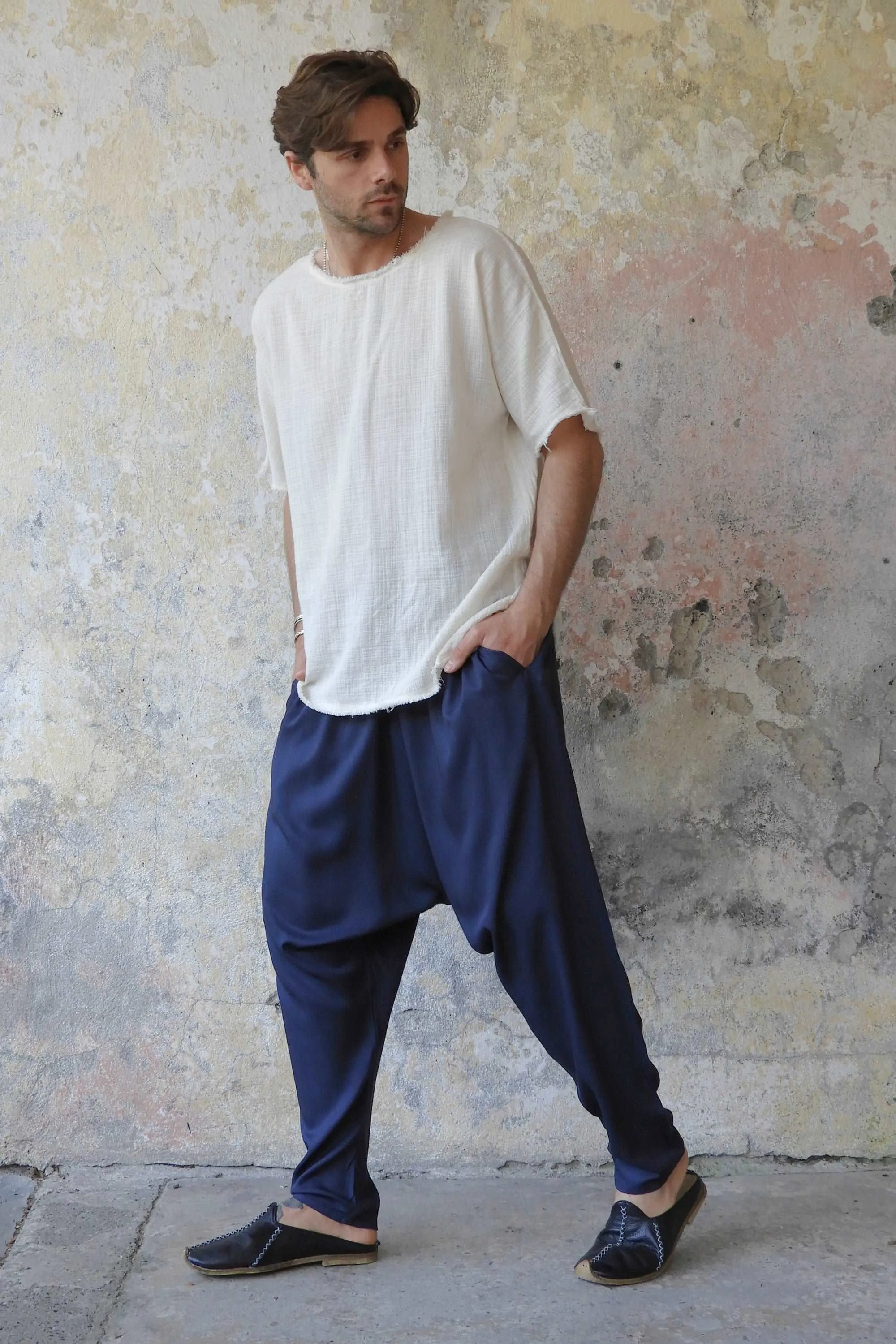 BASIC Men's Harem Pants (Dark Blue)