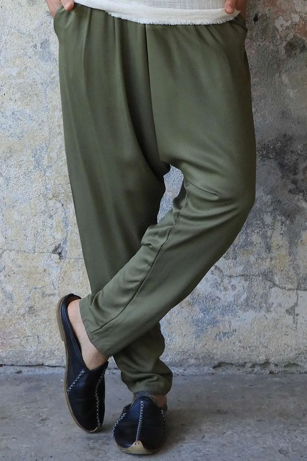 BASIC Men's Harem Pants (Dark Cream, Army Green)