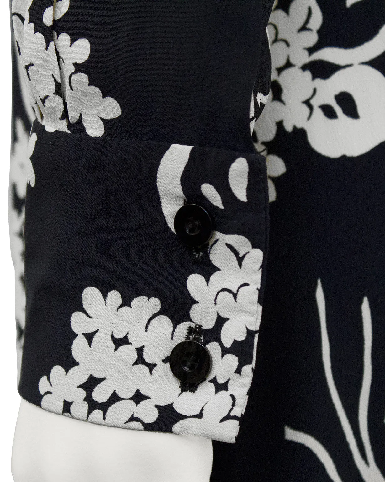 Black and Cream Floral Rayon Dress