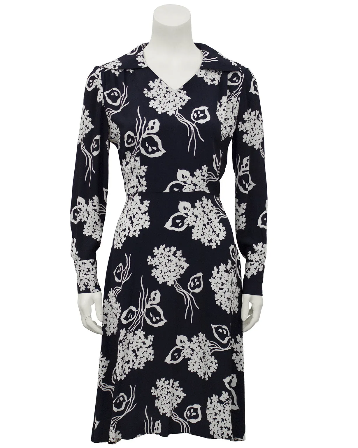 Black and Cream Floral Rayon Dress