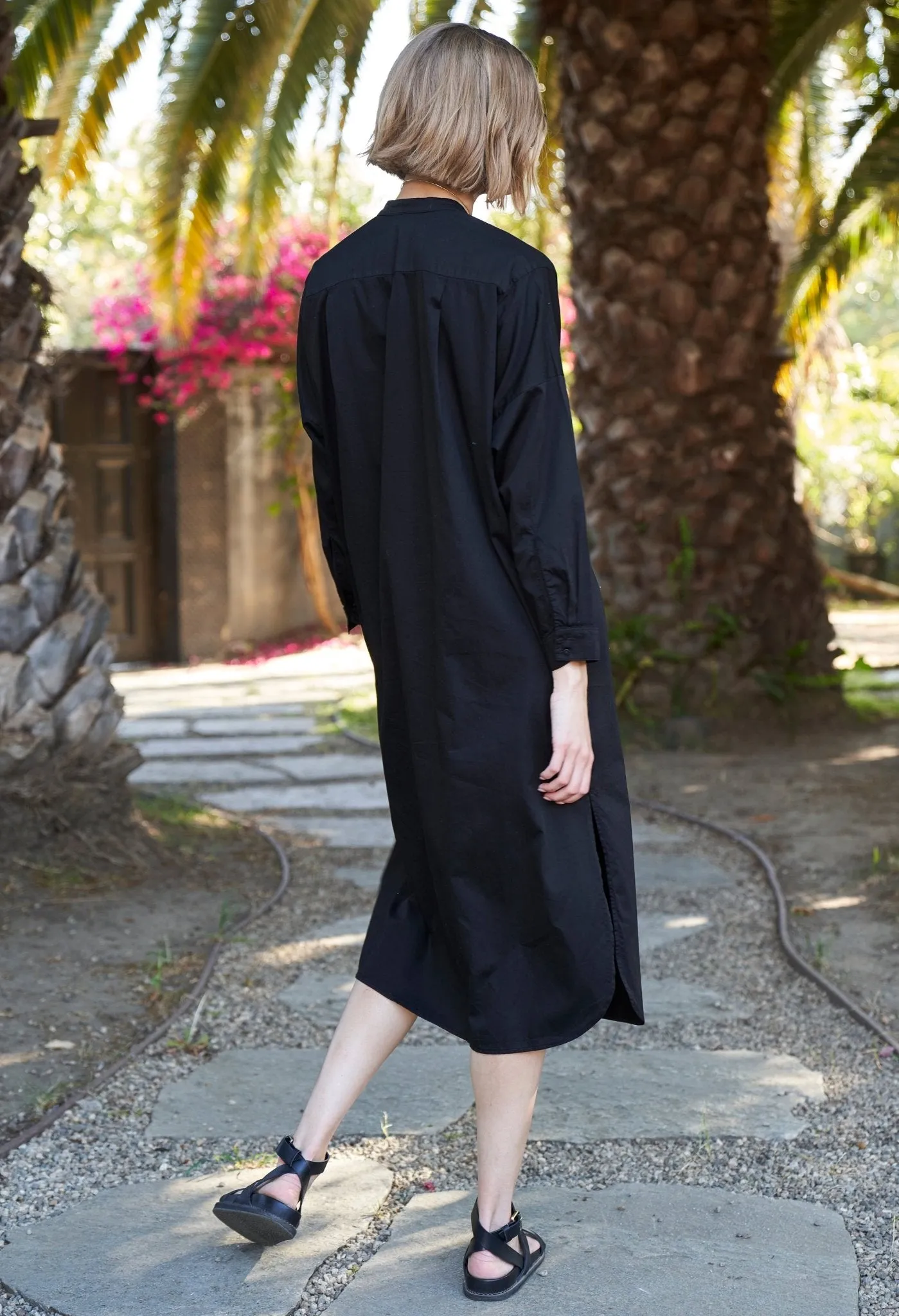 Black Pocket Midi Tunic Dress - Sale