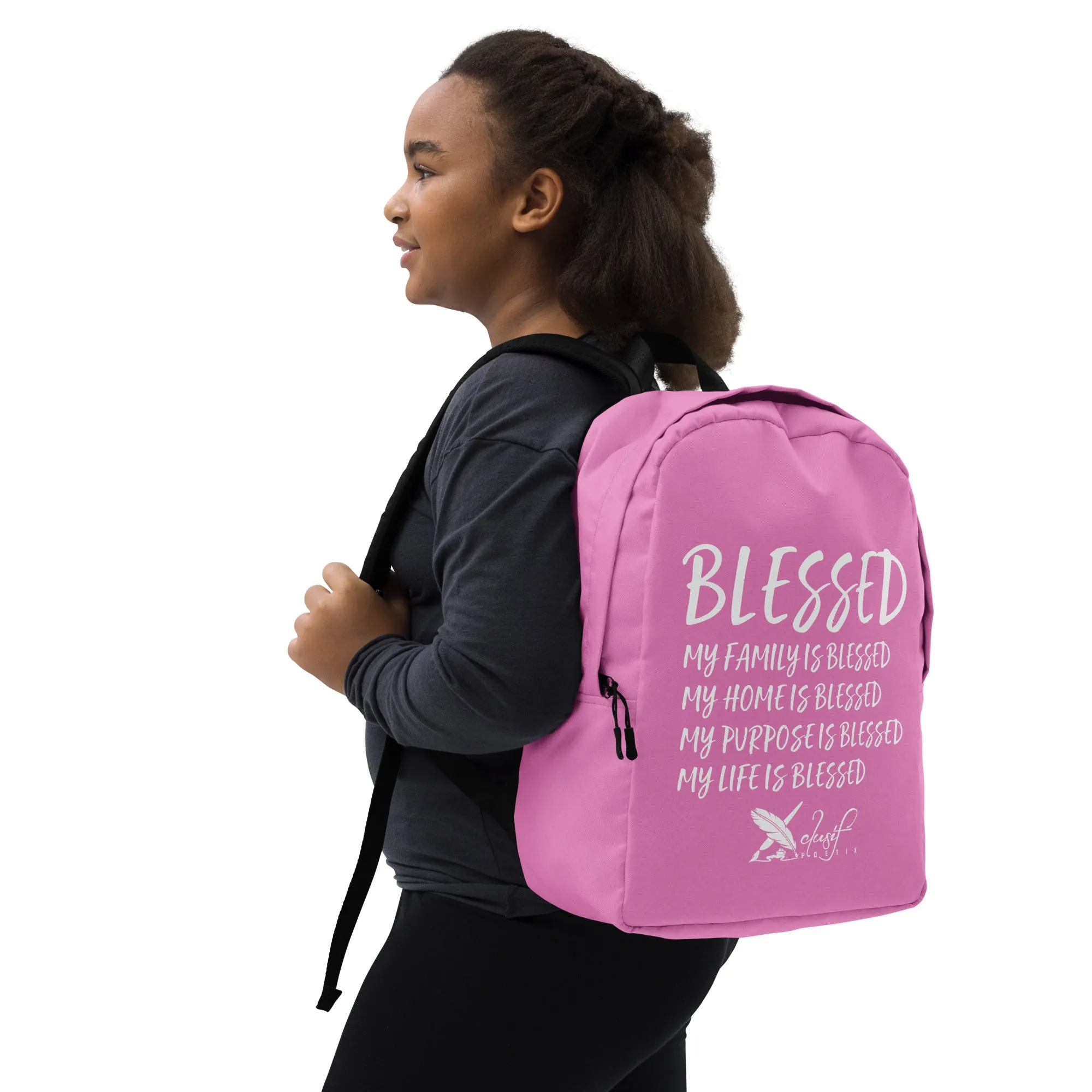 BLESSED BY XCLUSIF POETIX LAVENDER & WHITE Minimalist Backpack