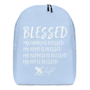 BLESSED BY XCLUSIF POETIX LIGHT BLUE & WHITE Minimalist Backpack