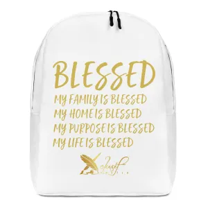 BLESSED BY XCLUSIF POETIX WHITE & GOLD Minimalist Backpack