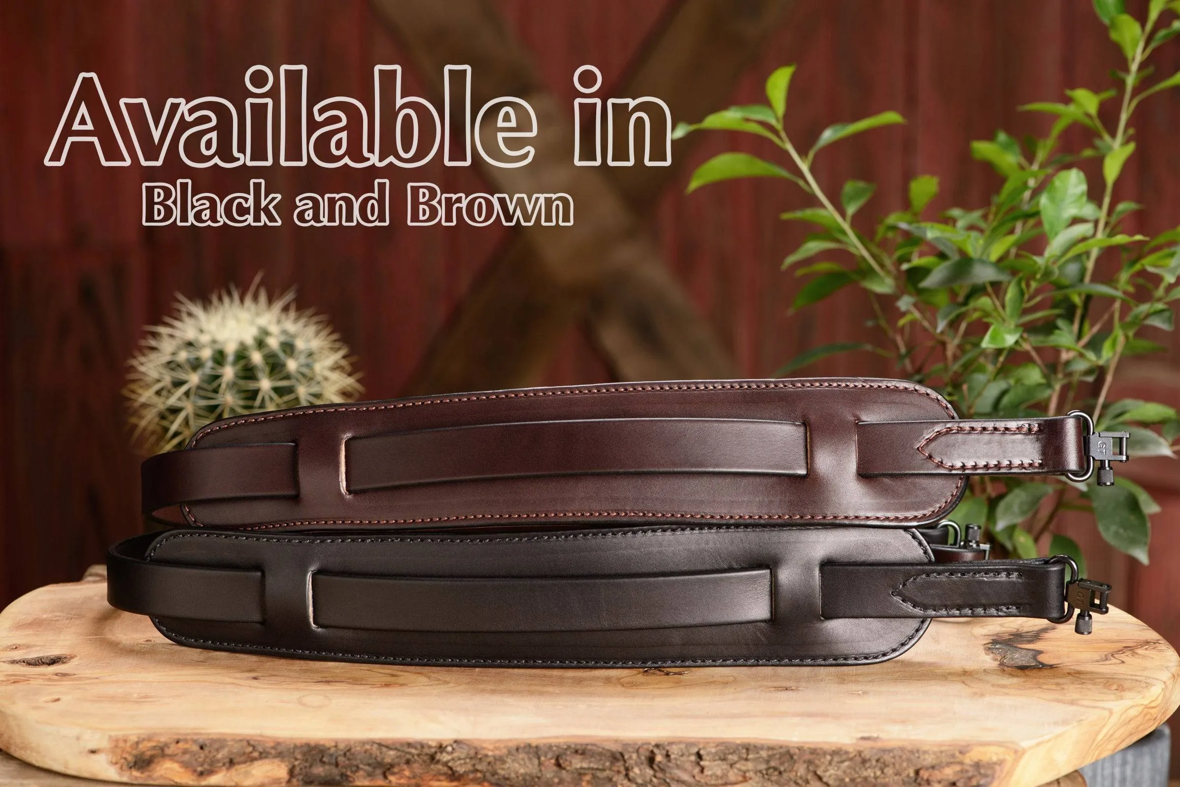 Brown English Bridle Leather Adjustable Padded Two Point Rifle Sling