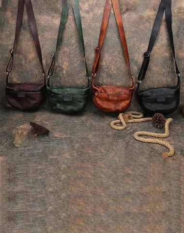 Brown Leather Womens Saddle Shoulder Bags Saddle Vintage Crossbody Purse for Women