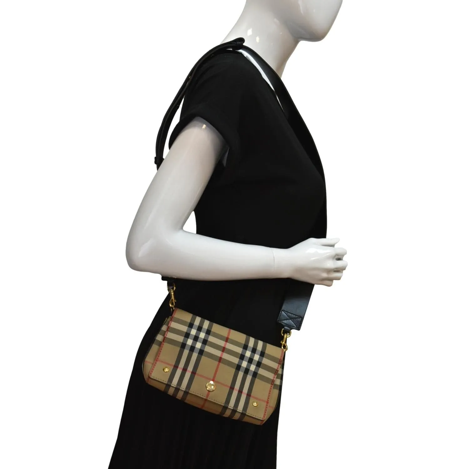 BURBERRY Hackberry Vintage Check Shoulder Bag Beige