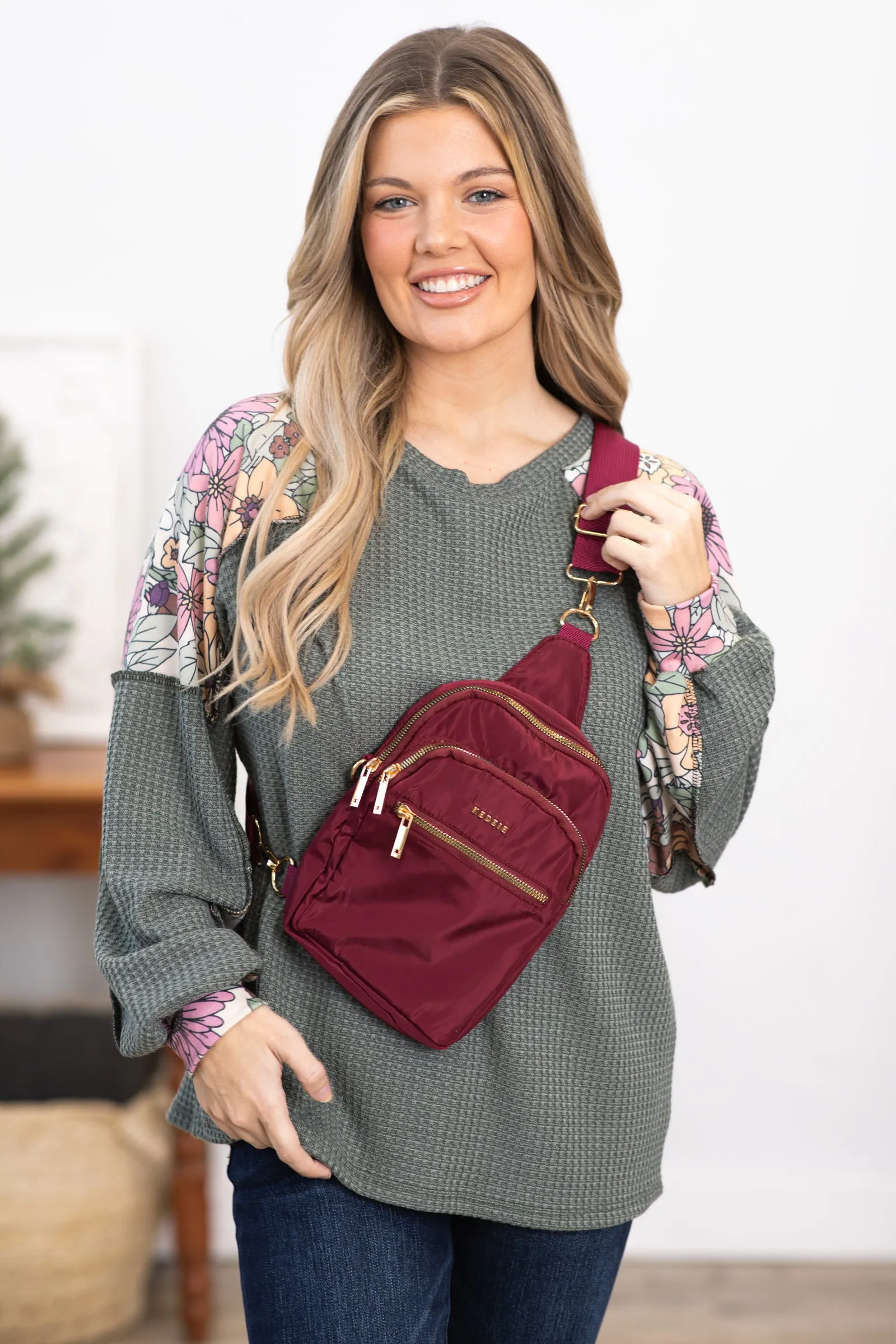 Burgundy Convertible Sling Bag