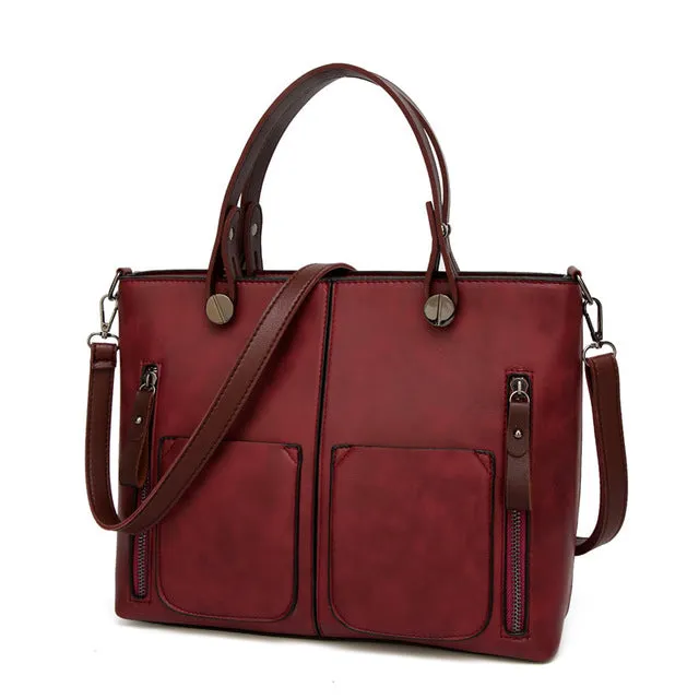 Casual Leather Tote Shoulder Bag