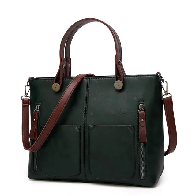 Casual Leather Tote Shoulder Bag