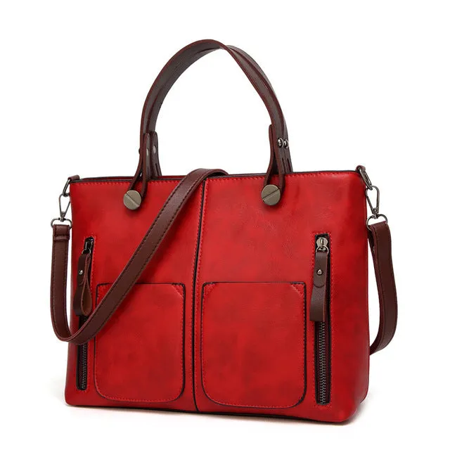 Casual Leather Tote Shoulder Bag