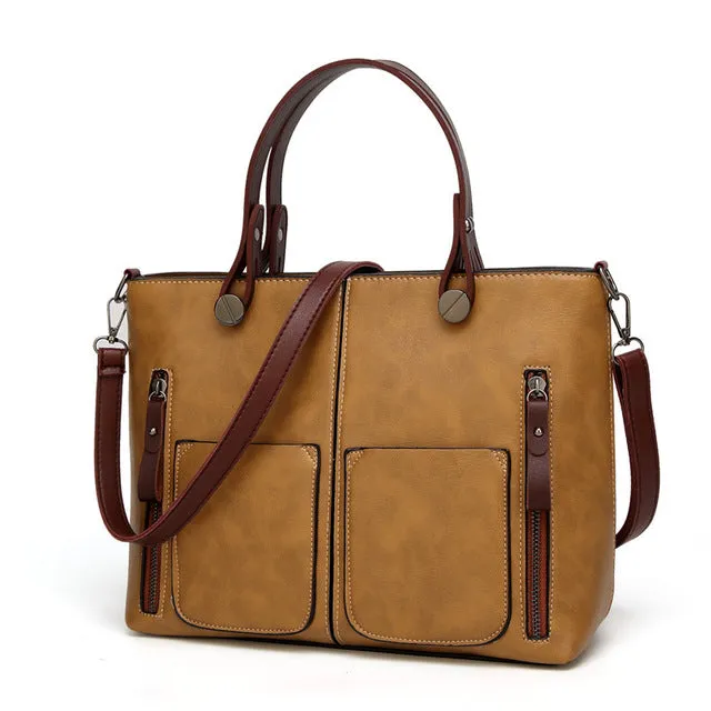Casual Leather Tote Shoulder Bag