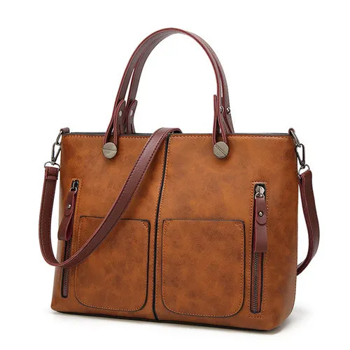 Casual Leather Tote Shoulder Bag