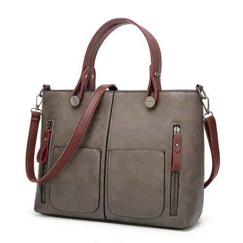 Casual Leather Tote Shoulder Bag