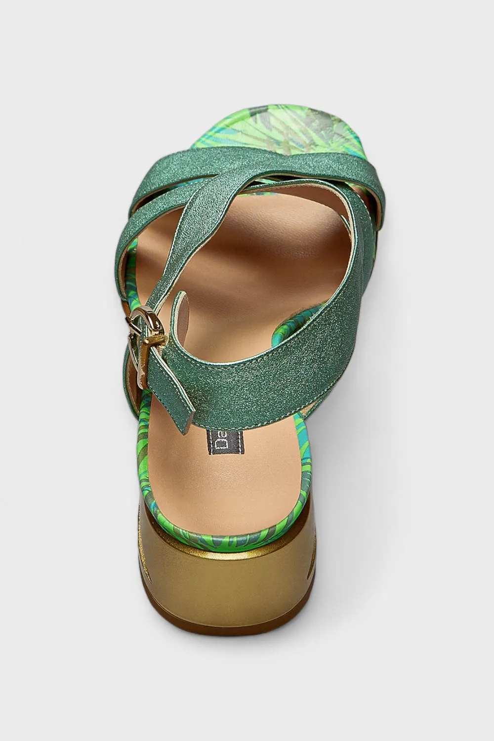 Celestia Green Leather Slingback Sandals
