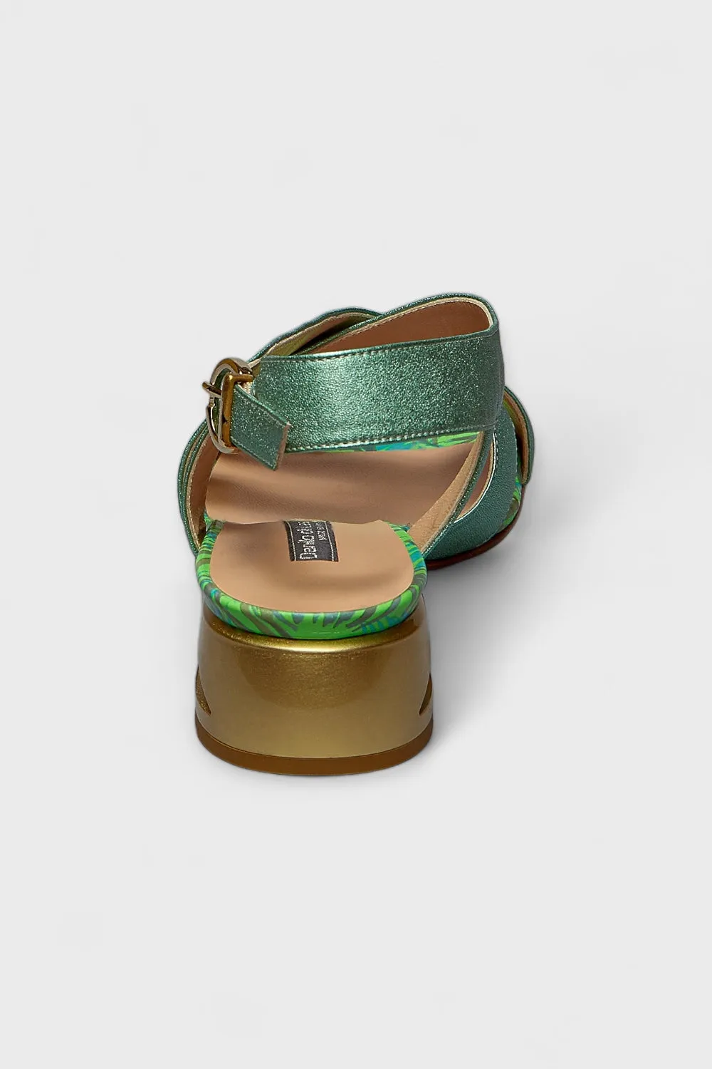 Celestia Green Leather Slingback Sandals