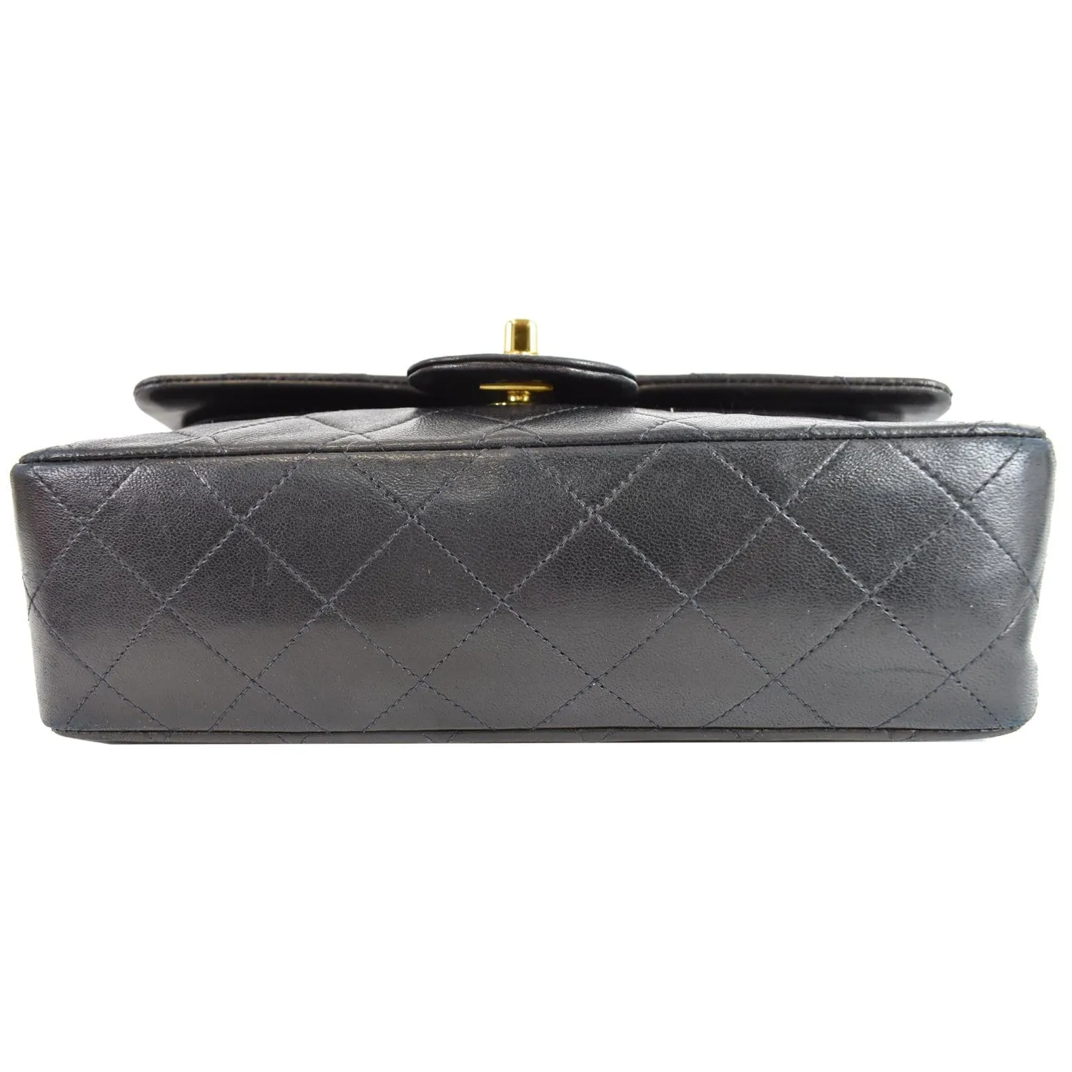 CHANEL Vintage Double Flap Lambskin Shoulder Bag Black