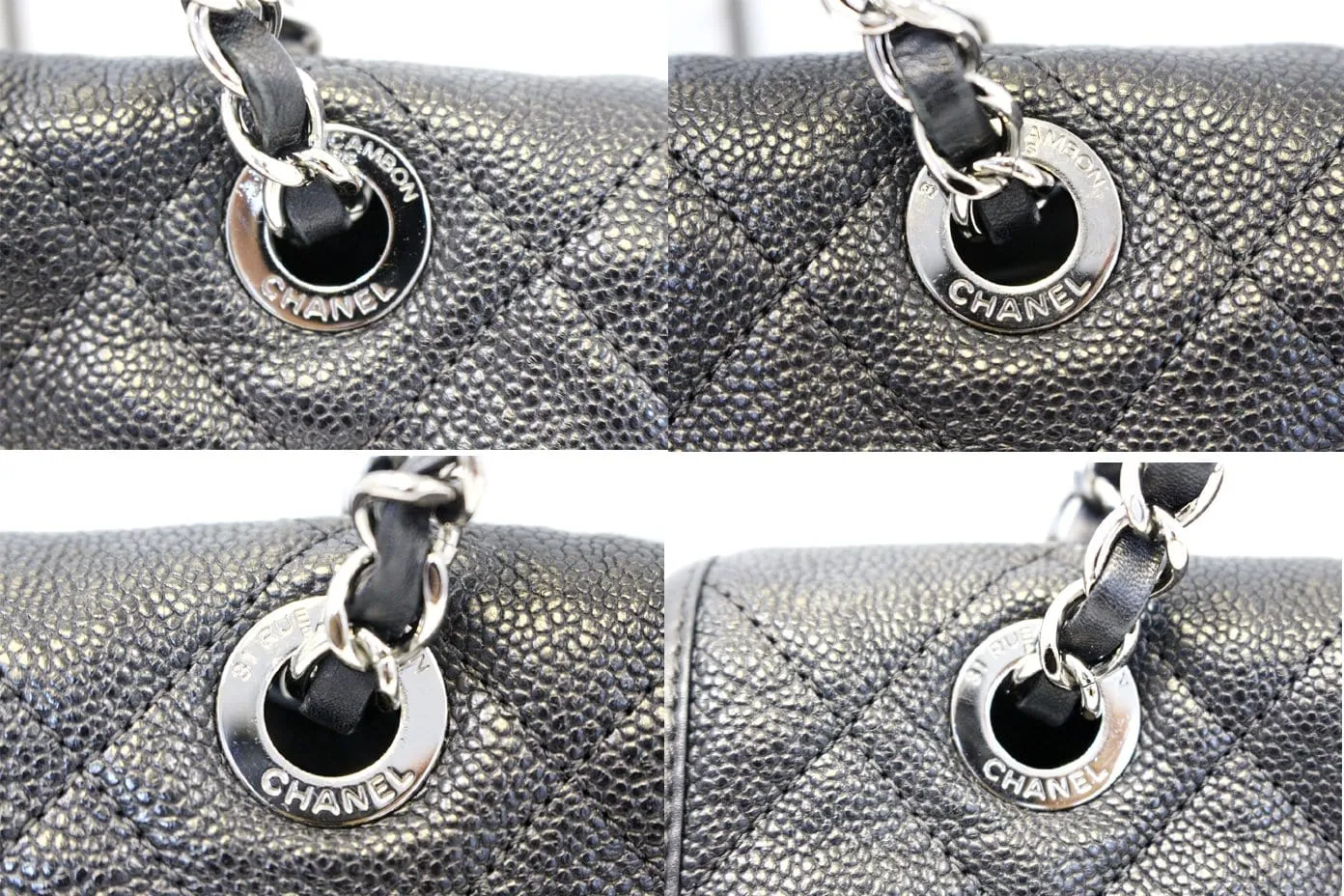 CHANEL Vintage Flap Caviar Leather Shoulder Bag Black