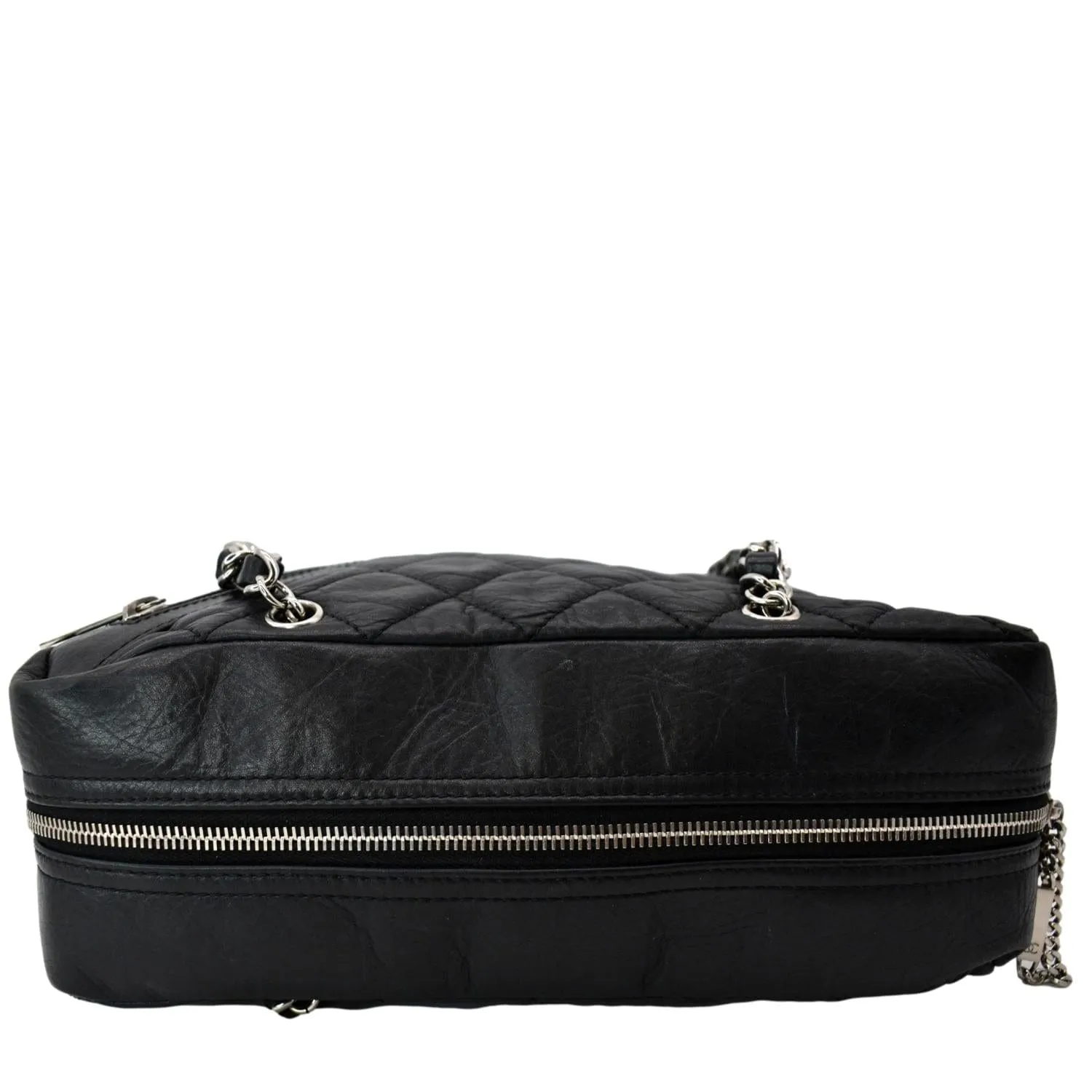 CHANEL Vintage Leather Chain Shoulder Bag Black