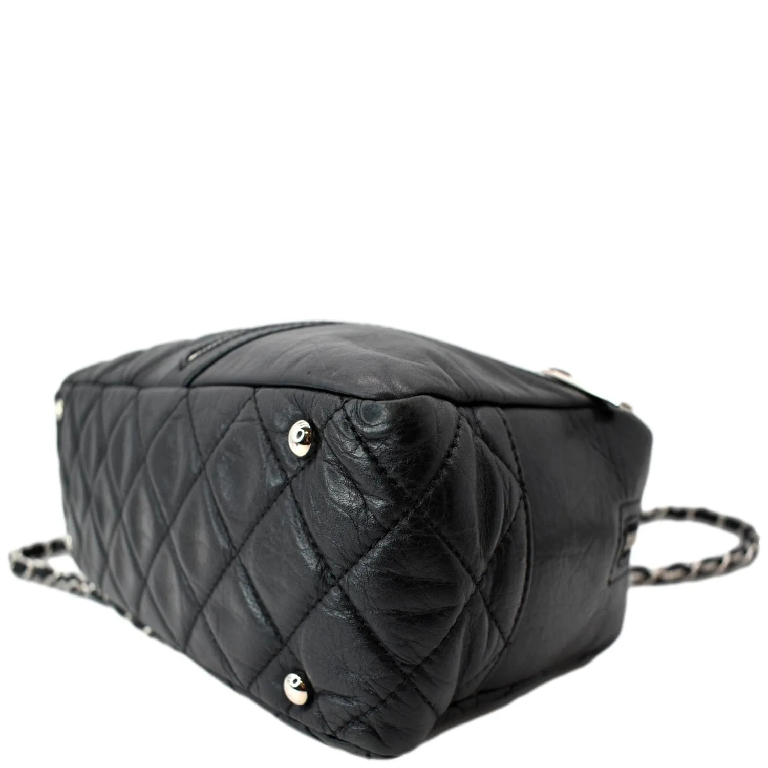 CHANEL Vintage Leather Chain Shoulder Bag Black