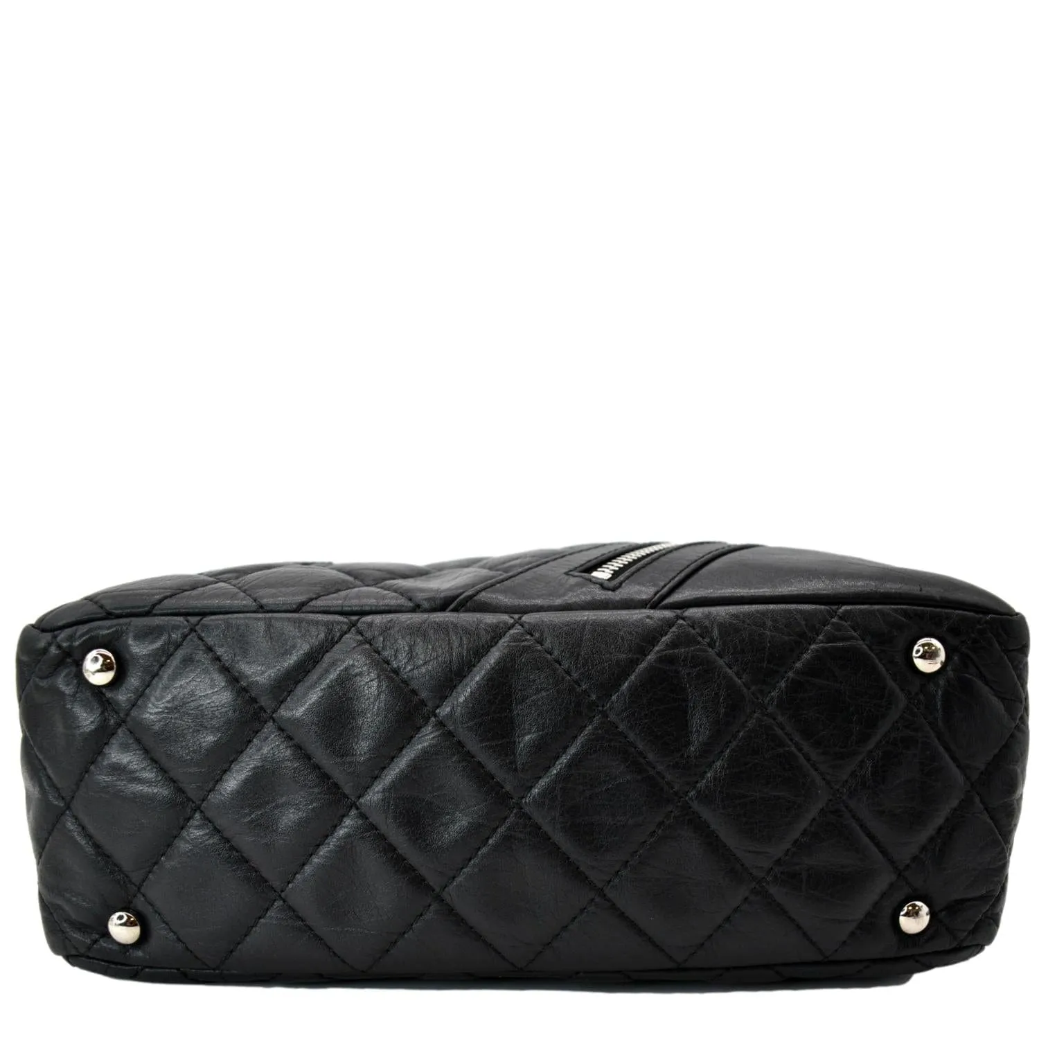 CHANEL Vintage Leather Chain Shoulder Bag Black