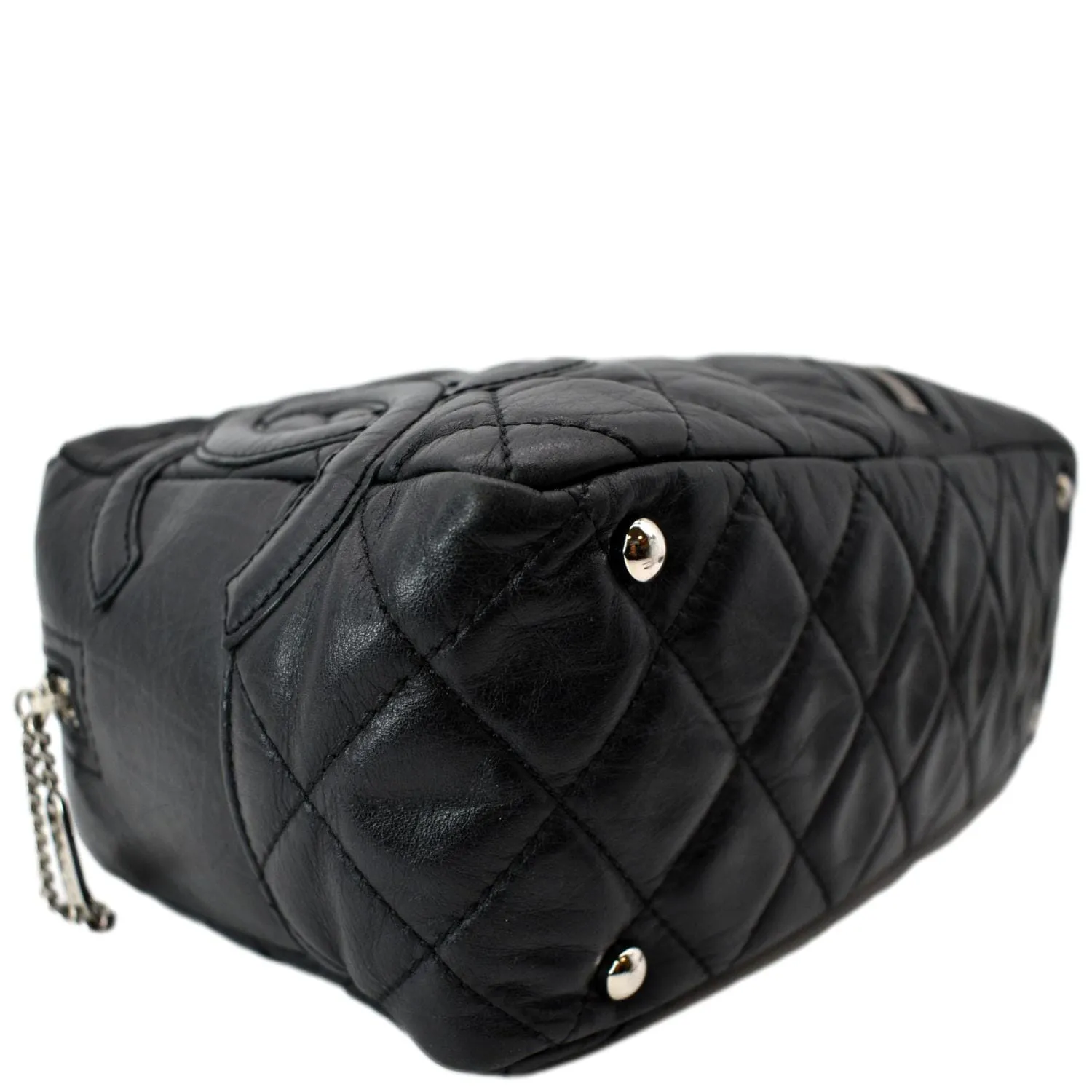 CHANEL Vintage Leather Chain Shoulder Bag Black