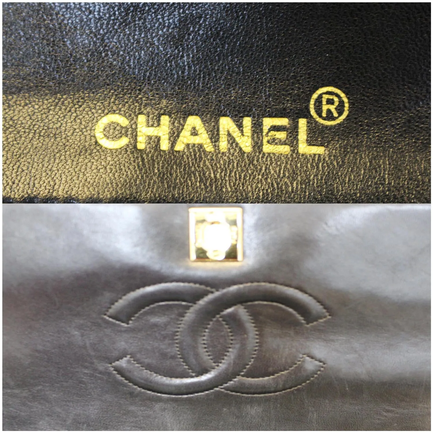 CHANEL Vintage Single Flap Quilted Lambskin Shoulder Bag Black