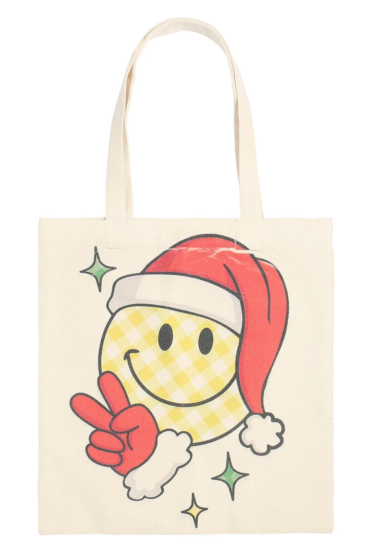 CHRISTMAS SMILEY MINIMALIST PRINT TOTE BAG