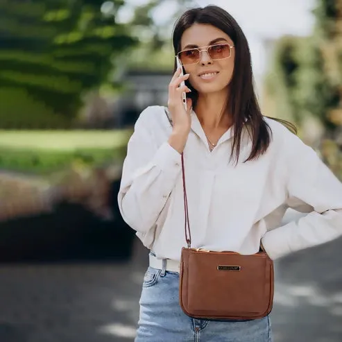 Classic Brown PU Leather Sling Bag – Everyday Chic (Brown)