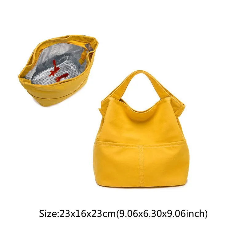 Collapsible Minimalist Canvas Lunch Tote Bag For Work
