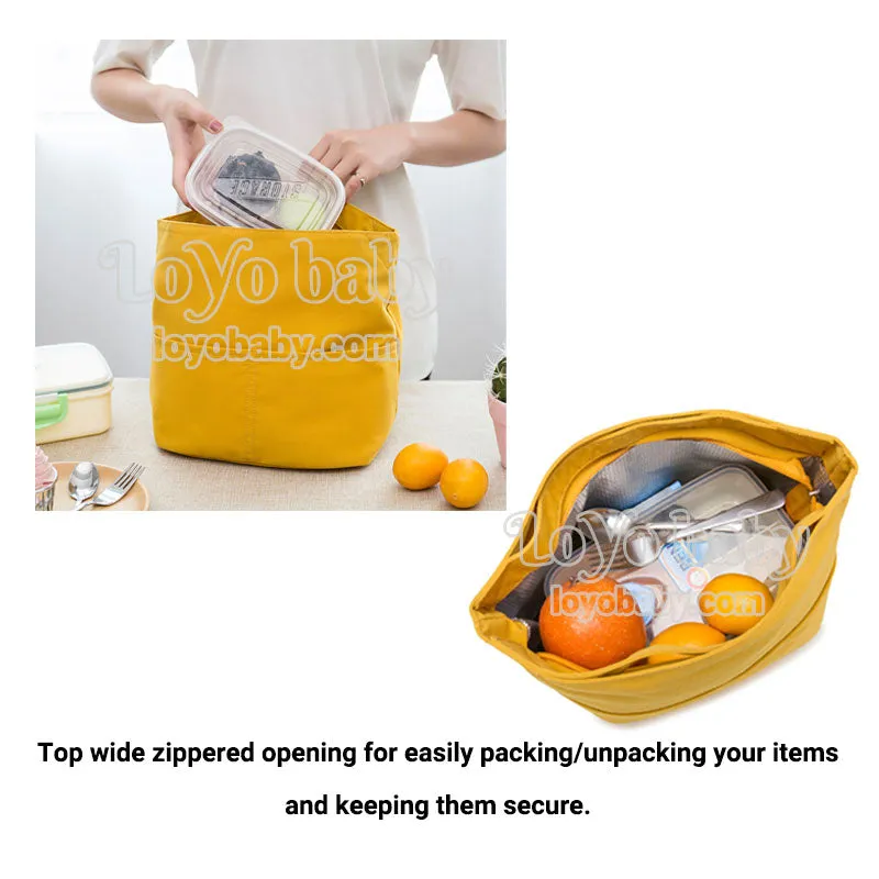 Collapsible Minimalist Canvas Lunch Tote Bag For Work