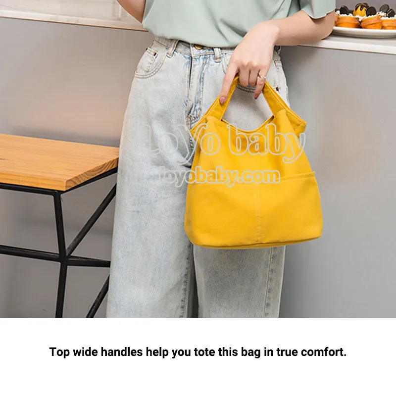 Collapsible Minimalist Canvas Lunch Tote Bag For Work